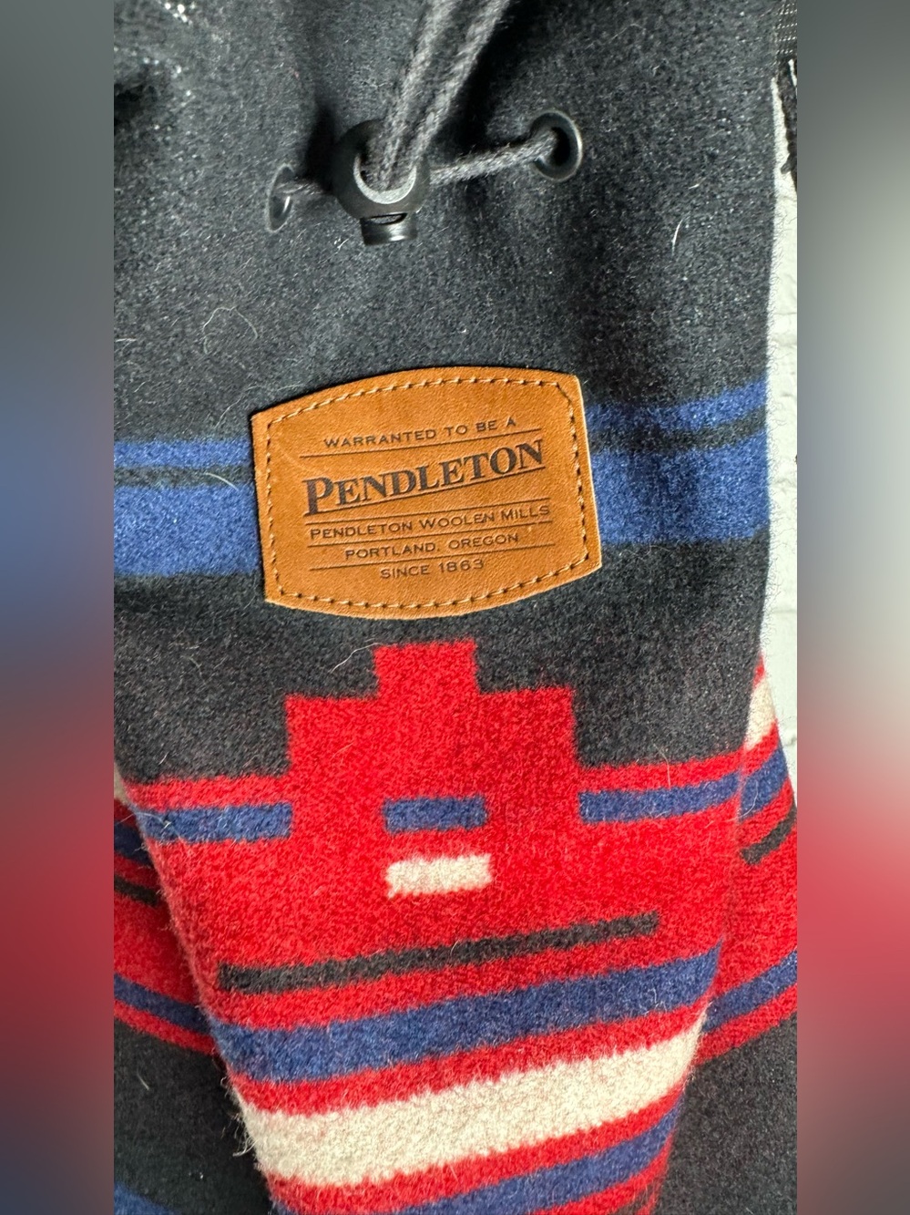 Vintage PENDLETON Aztec Print Wool
Drawstring Duffle Slingpack - Picture 6 of 6
